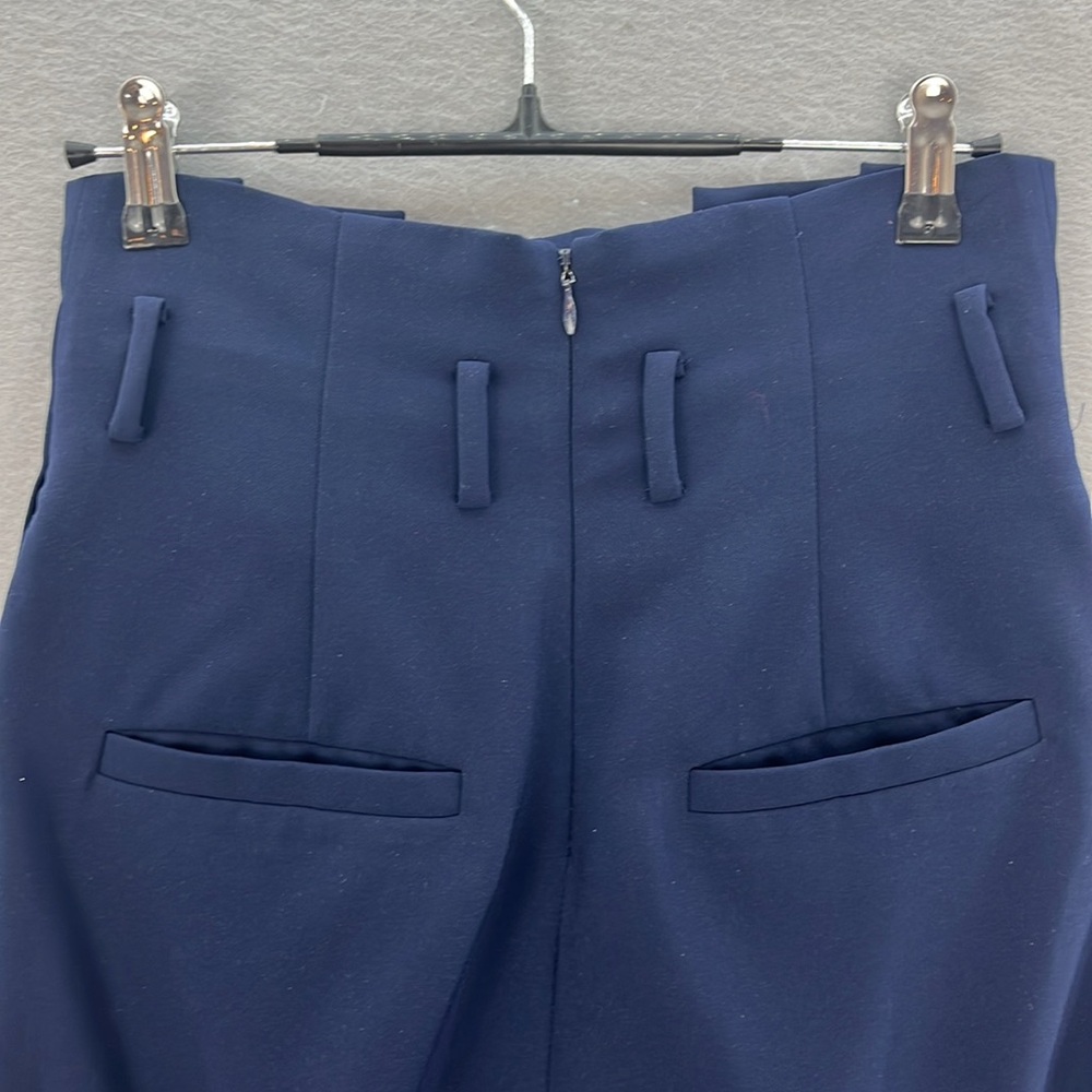 COS - NWOT women’s ultra high-rise belted paper bag wide leg cropped navy blue 4 - Picture 8 of 8